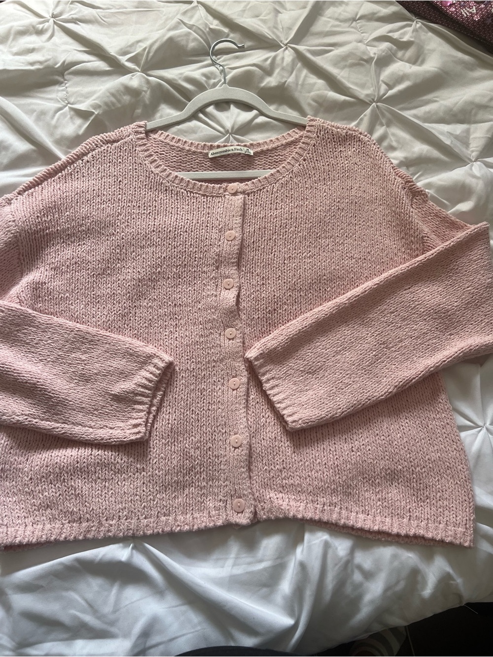 NWOT Light Pink open stitch crew Cardigan